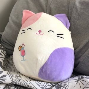 Squishmallow 12 inch summer cat with drink